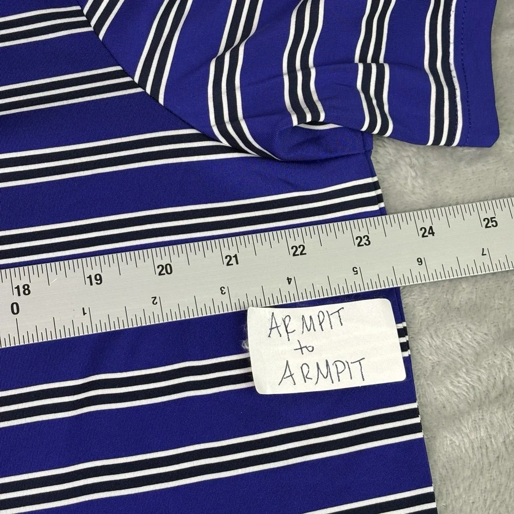 RLX Ralph Lauren Polo Shirt Mens Large Performance Golf Stretch Striped Blue